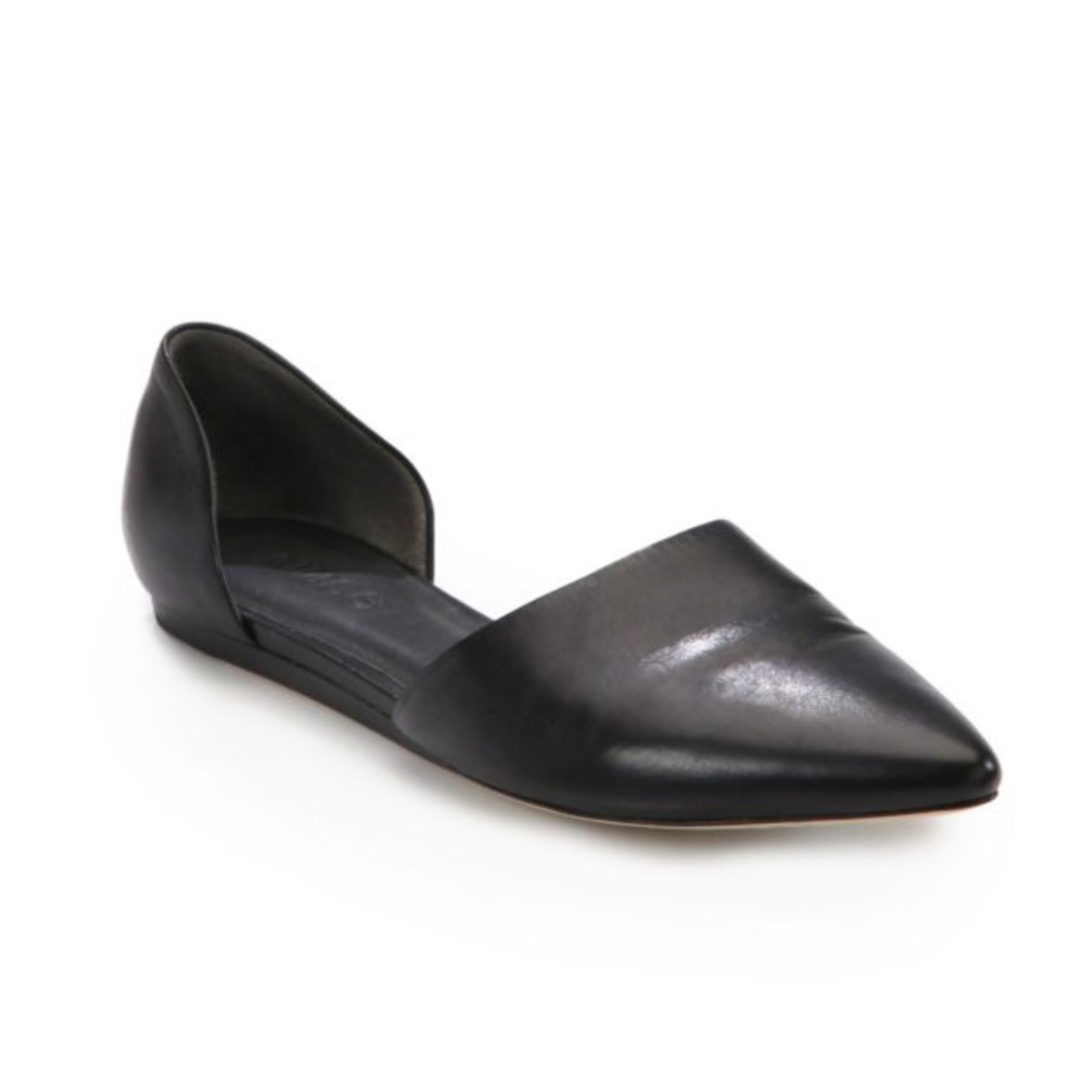 VINCE Nina Leather D'Orsay Flats Black Leather Sz 9.5